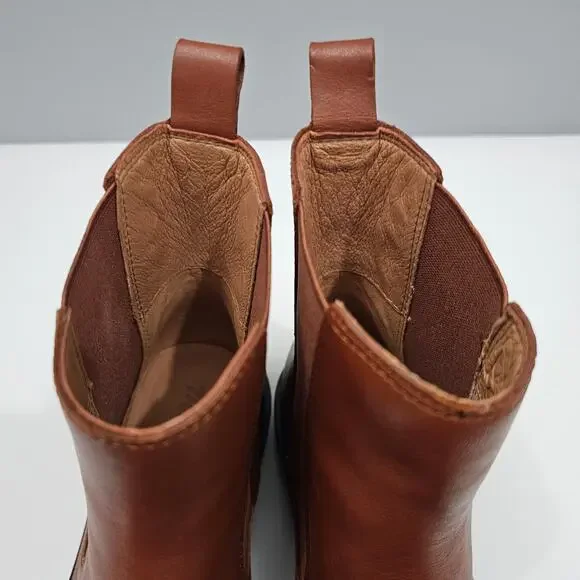 NEW Madewell The Benning Chelsea Ankle Bootie Size 8.5 Cinnamon Brown Leather - Picture 8 of 13